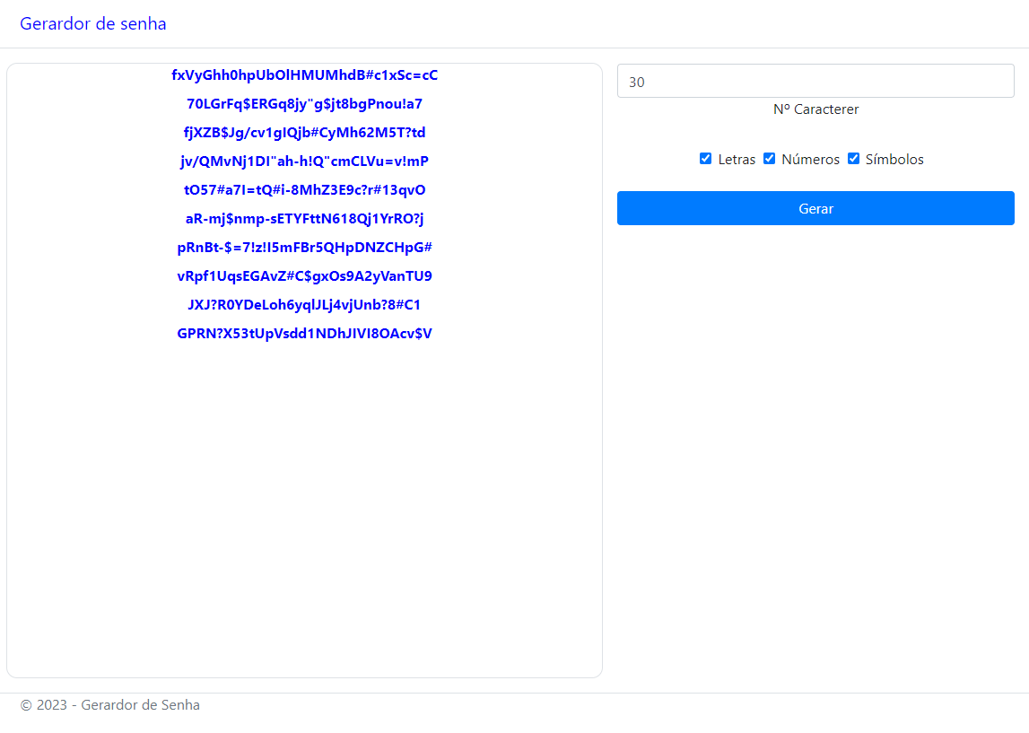Gerador de Senhas